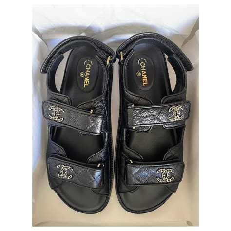 chanel dad sandals black leather|Chanel dad sandals 2020.